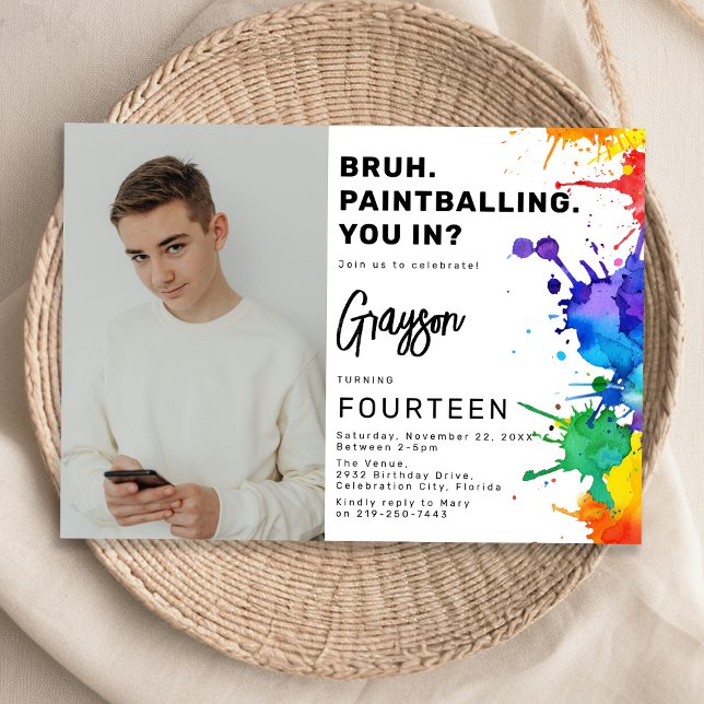 Paintballing Photo Birthday Party Invitation (Creator Uploaded)