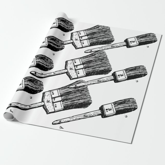 Paintbrush design wrapping paper (Unrolled)