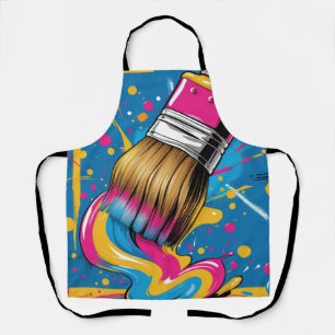 Paintbrush drawing colourful ink stroke apron