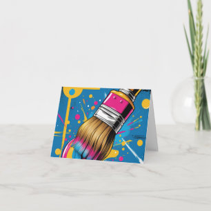 Paintbrush drawing colourful ink stroke thank you card