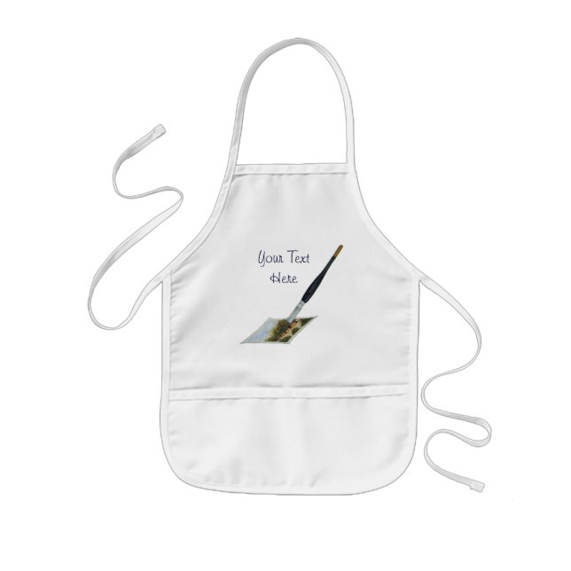 Paintbrush painting landscape art illustration kids apron (Front)