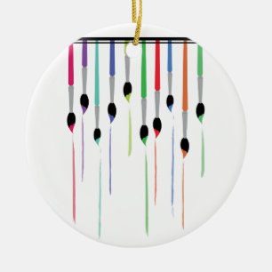 Paintbrush Paints Ceramic Ornament