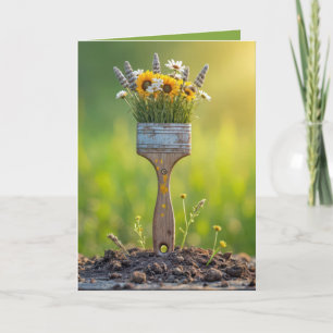 Paintbrush With Wildflowers Card