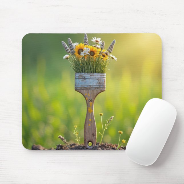 Paintbrush With Wildflowers Mouse Pad (With Mouse)