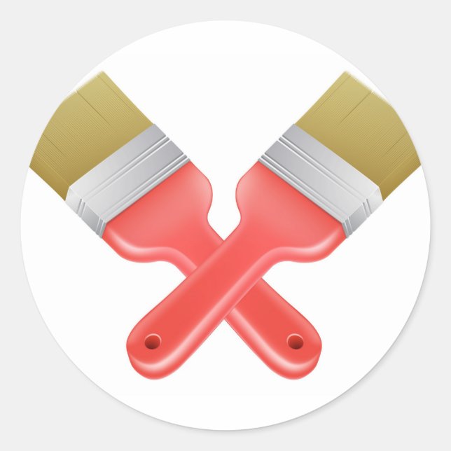 Paintbrushes crossed tools icon classic round sticker (Front)