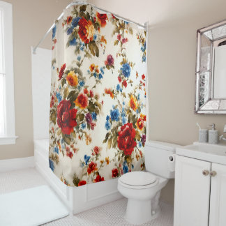 Painted Еlegant & Delicate Colourful Summer Flower Shower Curtain