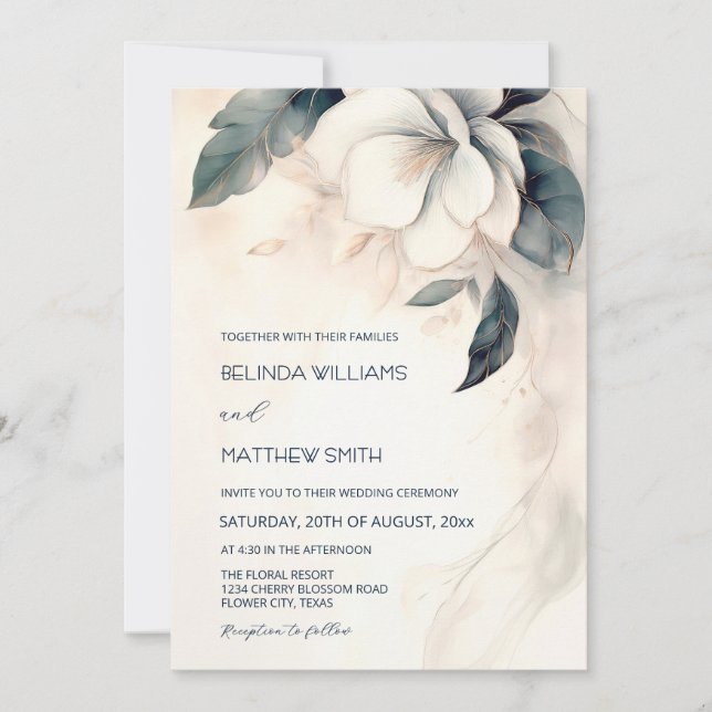 Painted 3 dimensional Flower Invitation (Front)