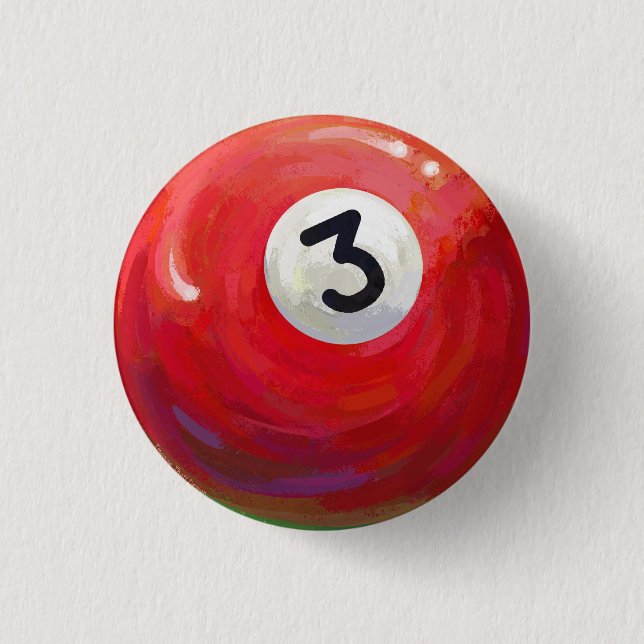 Painted 3 Pool Ball Pattern Cm Round Badge (Front)