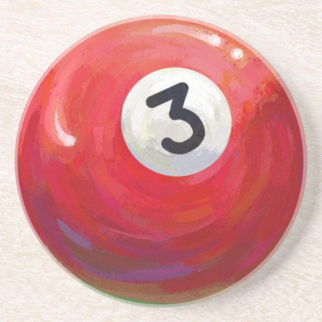 Painted 3 Pool Ball Pattern Coaster (Front)