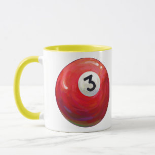 Painted 3 Pool Ball Pattern Mug