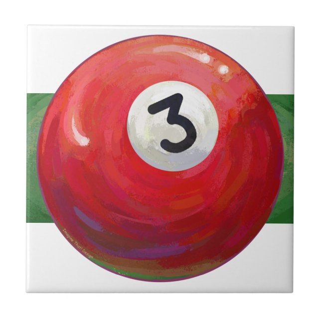 Painted 3 Pool Ball Pattern Tile (Front)