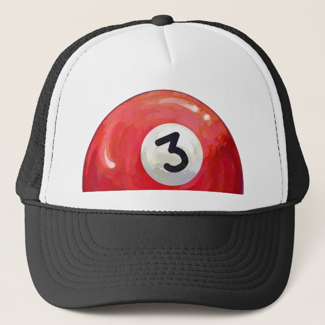 Painted 3 Pool Ball Pattern Trucker Hat (Front)