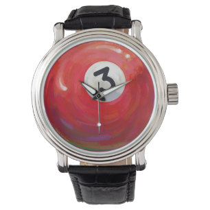 Painted 3 Pool Ball Pattern Watch