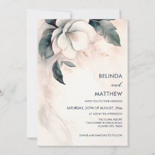 Painted 3D Faux Relief Flower Invitation