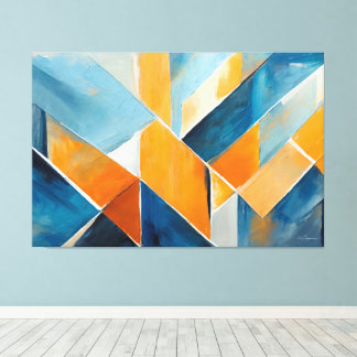 Painted abstract art in Blue orange Canvas Print