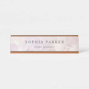 Painted Abstract   Elegant Minimalist Blush Desk Name Plate