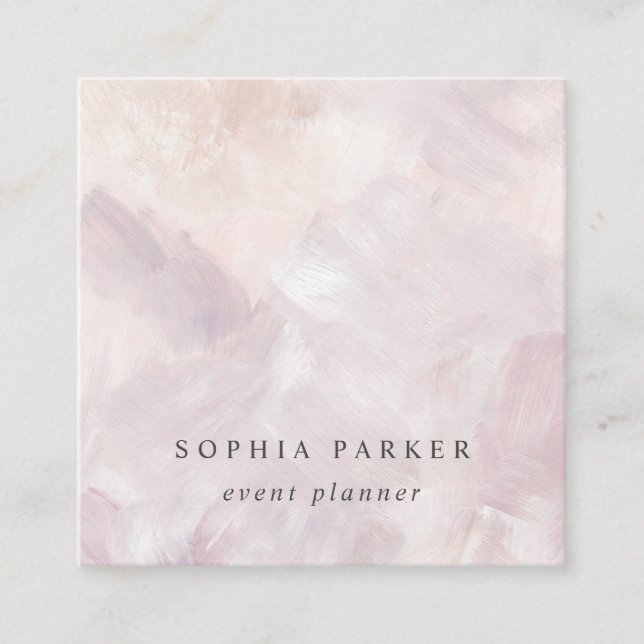 Painted Abstract | Elegant Minimalist Blush Square Business Card (Front)