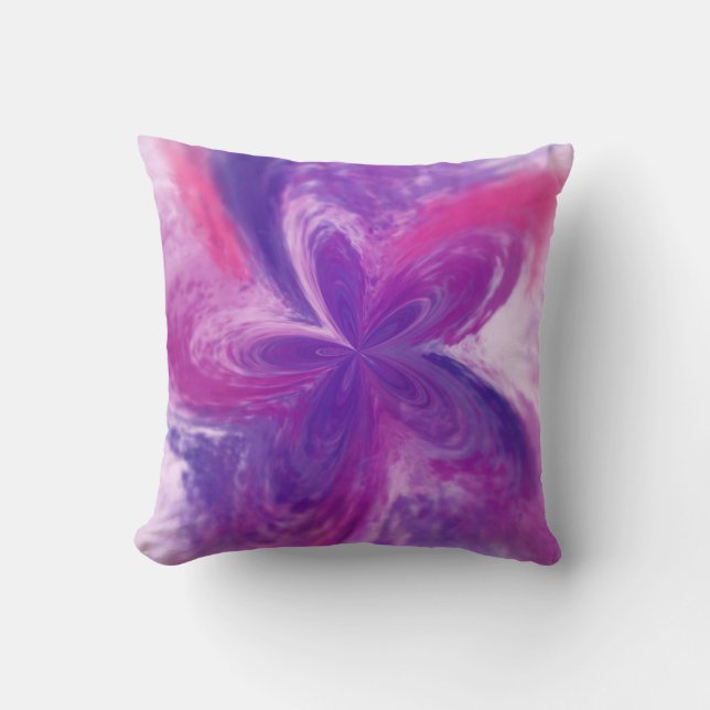 Painted Abstract Fantasy Flower Watercolor Cushion (Front)