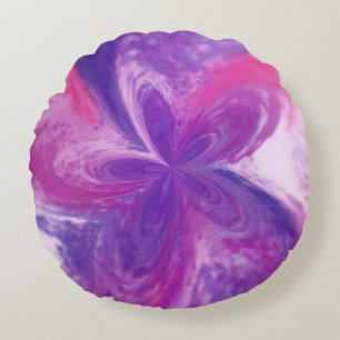 Painted Abstract Fantasy Flower Watercolor Round Cushion