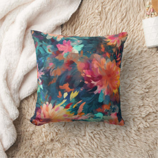 Painted Abstract Floral Giant Mums Cushion