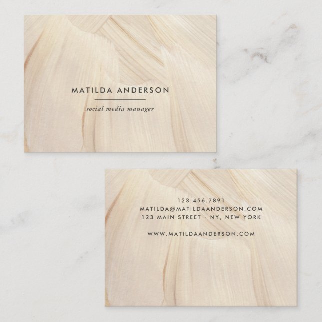 Painted Abstract Natural Elegant Neutral Simple Business Card (Front/Back)