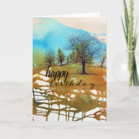 Painted Abstract Trees Ink Watercolor