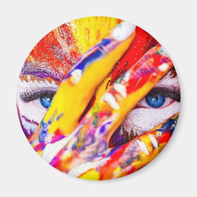 Painted Abstract Womans Face Magnet (Front)