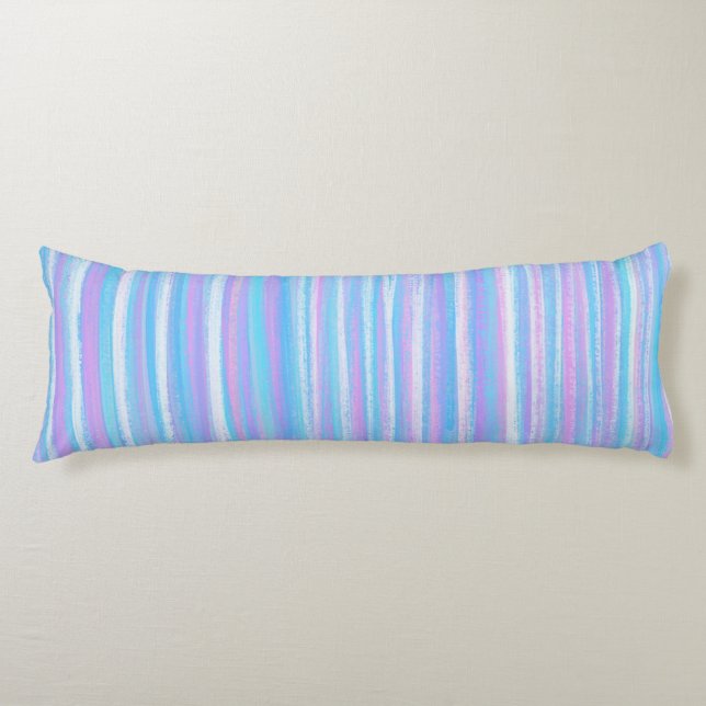 Painted Acrylic Stripes Turquoise Pink Purple Body Cushion (Front)