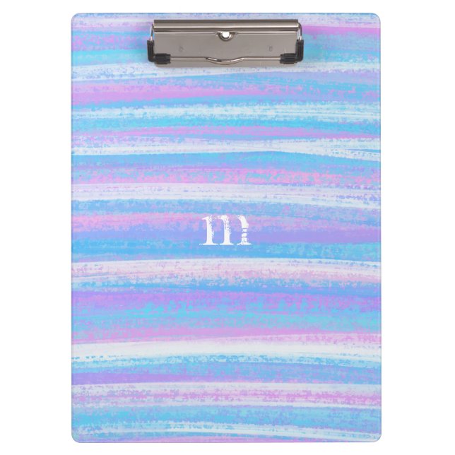 Painted Acrylic Stripes Turquoise Pink Purple Clipboard (Front)
