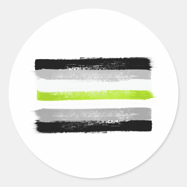 PAINTED AGENDER PRIDE FLAG CLASSIC ROUND STICKER (Front)