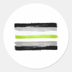 PAINTED AGENDER PRIDE FLAG CLASSIC ROUND STICKER