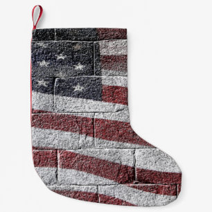 Painted American Flag on Brick Wall Texture Small Christmas Stocking
