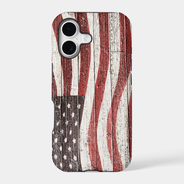 Painted American Flag on Rustic Wood Texture (Back)