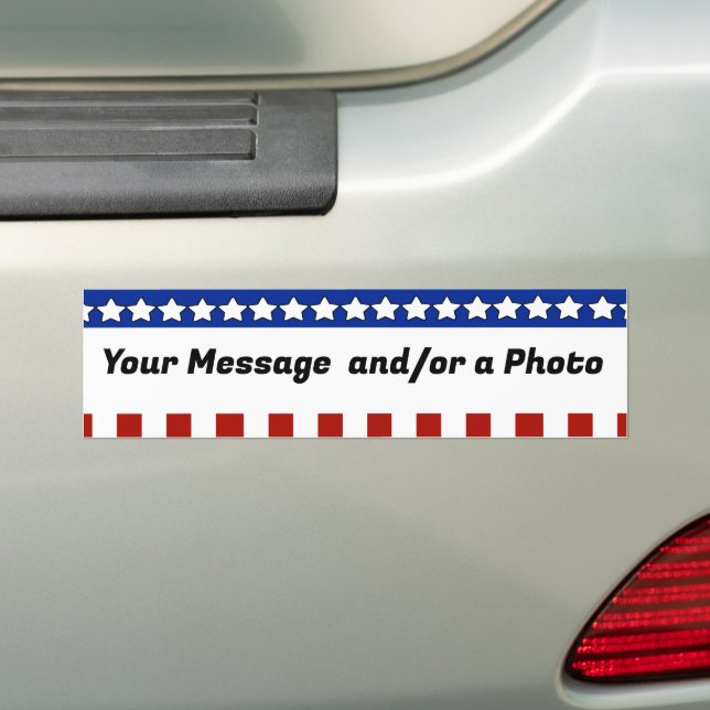 Painted American Flag on Rustic Wood Texture Bumper Sticker (On Car)