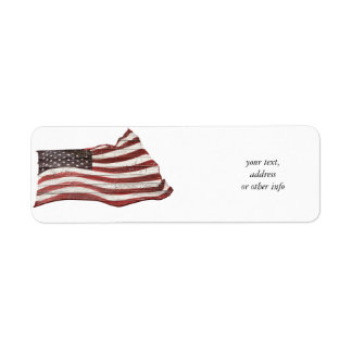 Painted American Flag on Rustic Wood Texture Return Address Label
