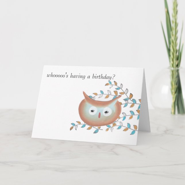 Painted and Stamped Owl Picture Card (Front)