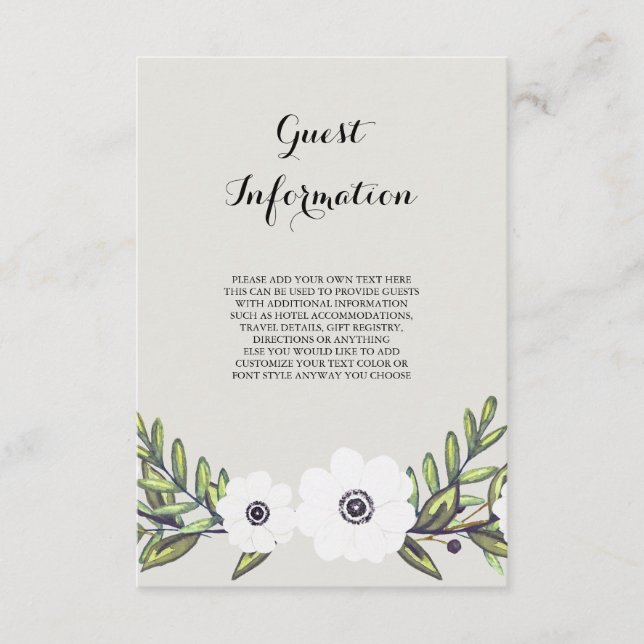 Painted Anemones - information card (Front)