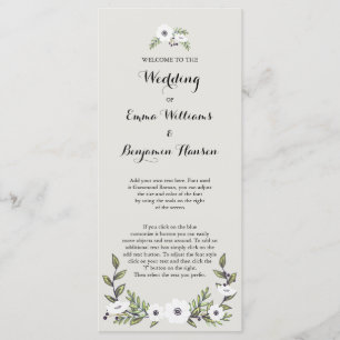 Painted Anemones Wedding Program