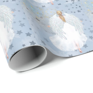 Painted Angel and Stars Wrapping Paper