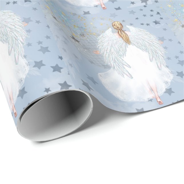 Painted Angel and Stars Wrapping Paper (Roll Corner)