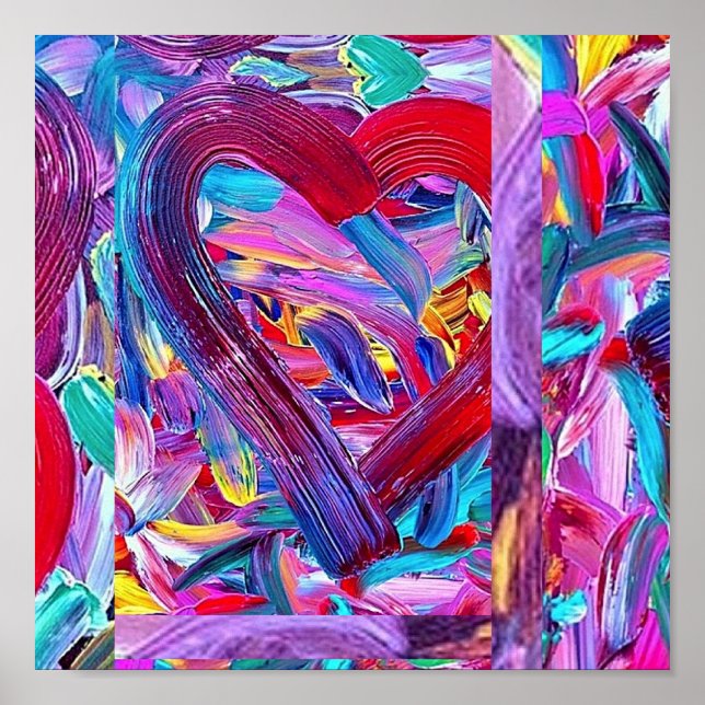 Painted Art Heart, Brushstrokes Poster (Front)