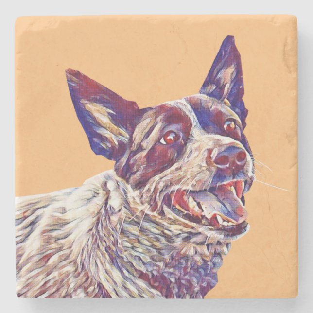 Painted Australian Cattle Dog Marble Coaster (Front)