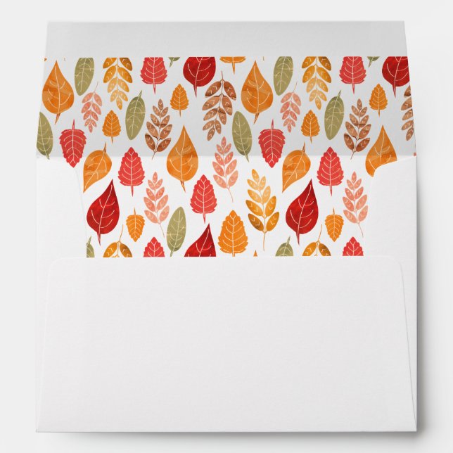 Painted Autumn Leaves Pattern Envelopes (Back (Bottom))