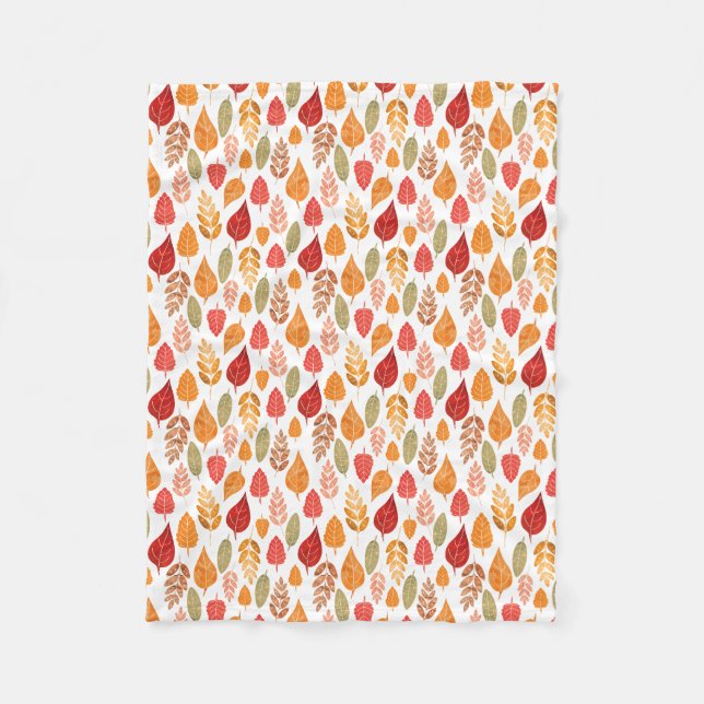 Painted Autumn Leaves Pattern Fleece Blanket (Front)