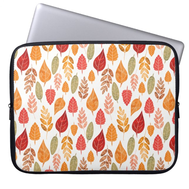 Painted Autumn Leaves Pattern Laptop Sleeve (Front)
