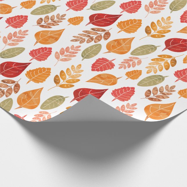 Painted Autumn Leaves Pattern Wrapping Paper (Corner)