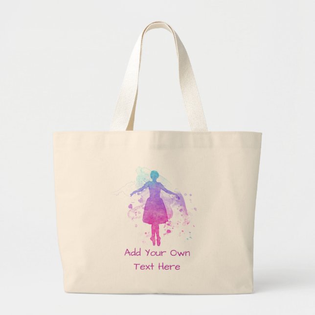Painted Ballet Dancer to Personalise - Colourful Large Tote Bag (Front)