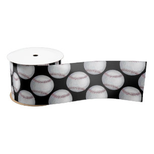 Painted Baseball Pattern Satin Ribbon
