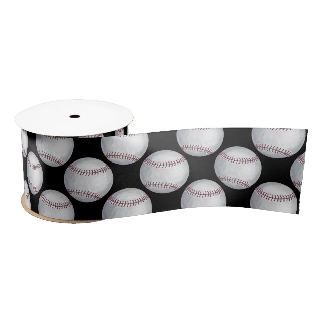 Painted Baseball Pattern Satin Ribbon (Spool)