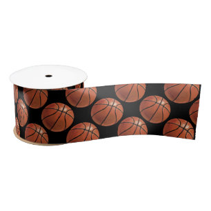 Painted Basketball Pattern Satin Ribbon